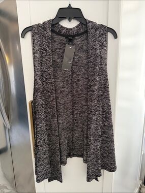 Mossimo Supply Co. Black & Gray Marled Open Front Vest